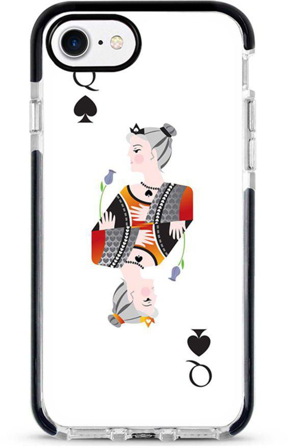 Protective Case Cover For Apple iPhone 7 Queen Of Spades Full Print