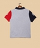 Little Boys Grey Colour Block Polo T-Shirt