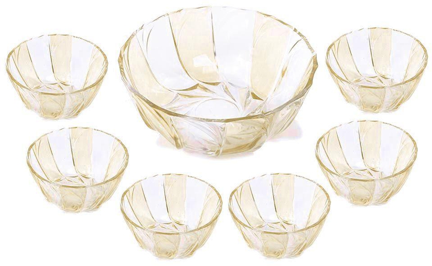 ELEGANT HIGH-GRADE GLASSWARE GLASS BOWL 7-PIECE SET TO545 YELLOW KITCHEN AND DINING