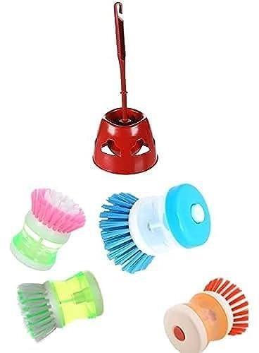 El-Helal Bambo Toilet Brush With Holder + Brush for dishes with liquid soap-plastic assorted color