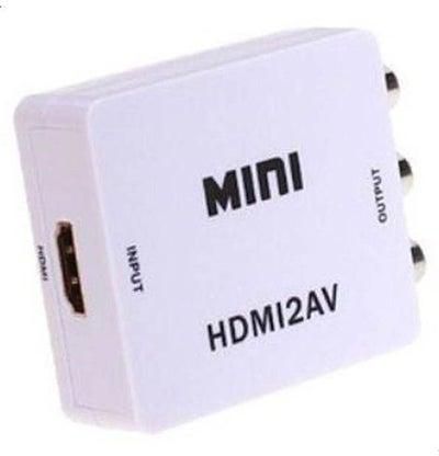 صندوق محول فيديو صغير عالي الوضوح من HDMI إلى AV/CVBS L/R يدعم مخرج NTSC وPAL أبيض
