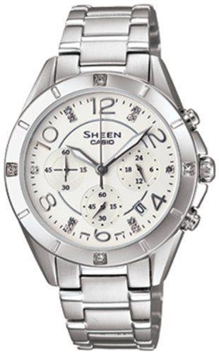 Sheen Watch for Women by Casio , Analog , Chronograph , Stainless Steel , Silver , SHE-5021D-7ADR