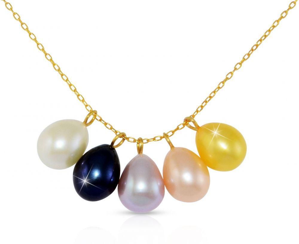 Vera Perla Women's 10K Gold 5 in 1 Pearl Pendant Chain Necklace