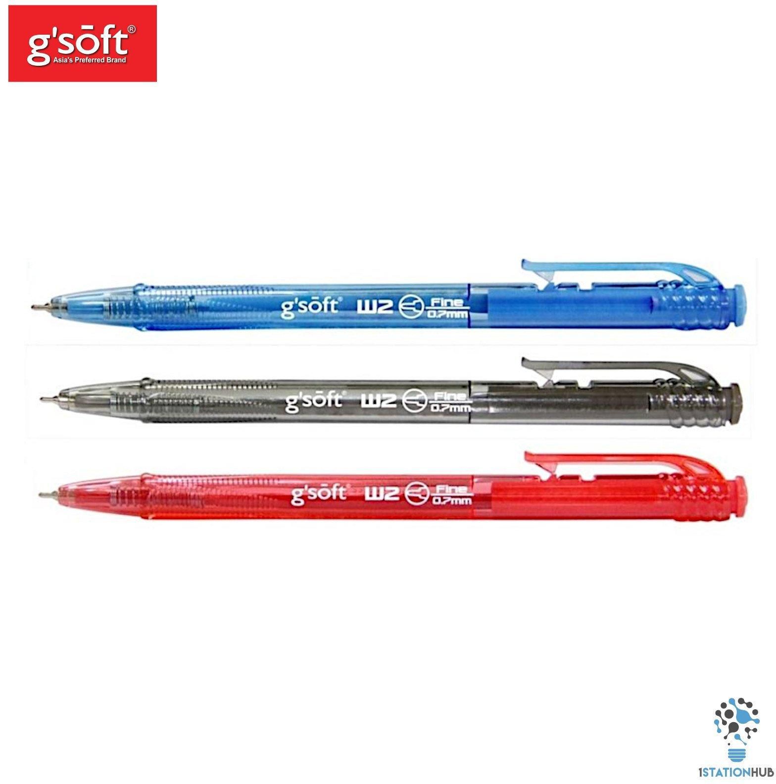 G'Soft W2 Retractable Ball Pen 0.7mm (3 Colors)