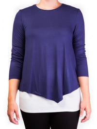 Mama Basic - Double Layer Maternity & Nursing Top - Navy And Cream
