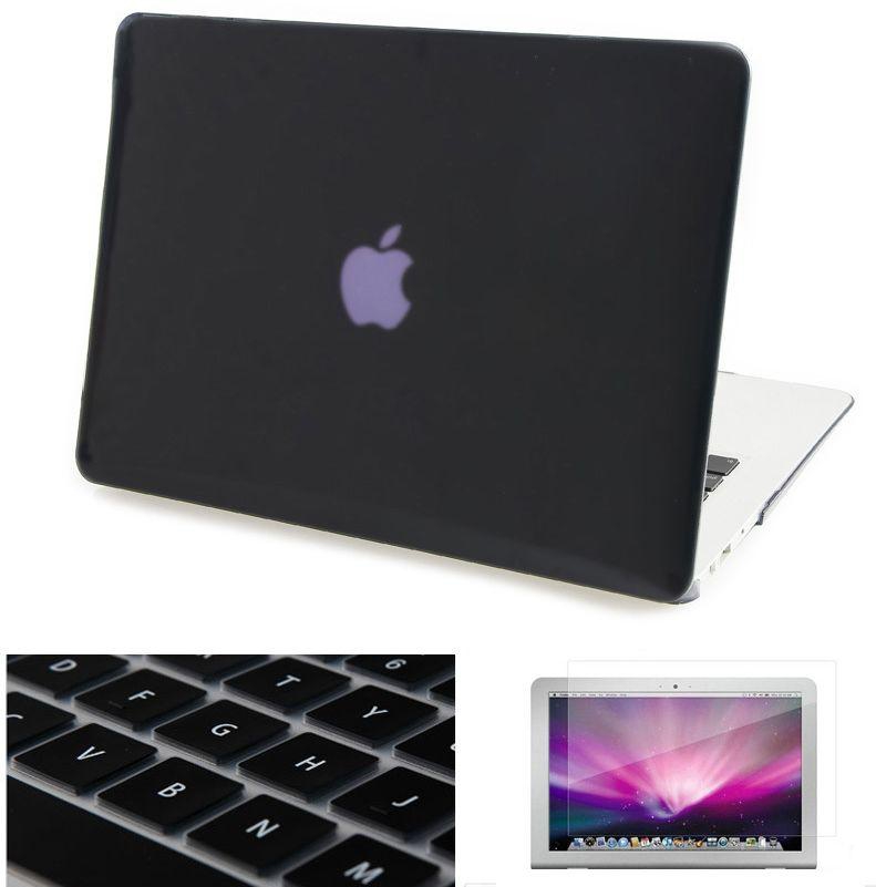 3in1 Rubberized Hard Case Screen Protector Keyboard Cover for Macbook Pro 13 13.3 Black Color
