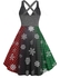 Plus Size Christmas Tree Snowflake Plaid Ombre Criss Cross Dress - 5x