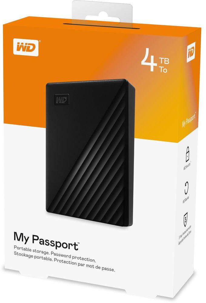 WD 4TB My Passport Portable External Hard Drive HDD, USB 3.0, USB 2.0