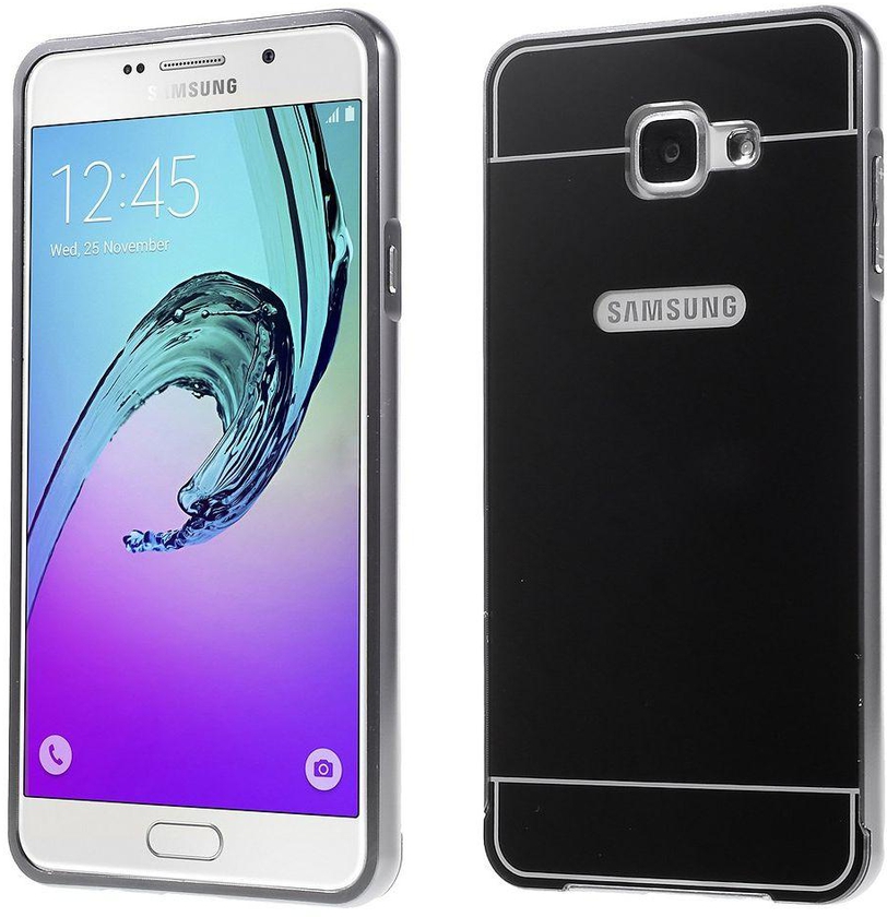 Samsung Galaxy A7 SM-A710F (2016) - Metal Frame Mirror-like Plastic Back Case - Black