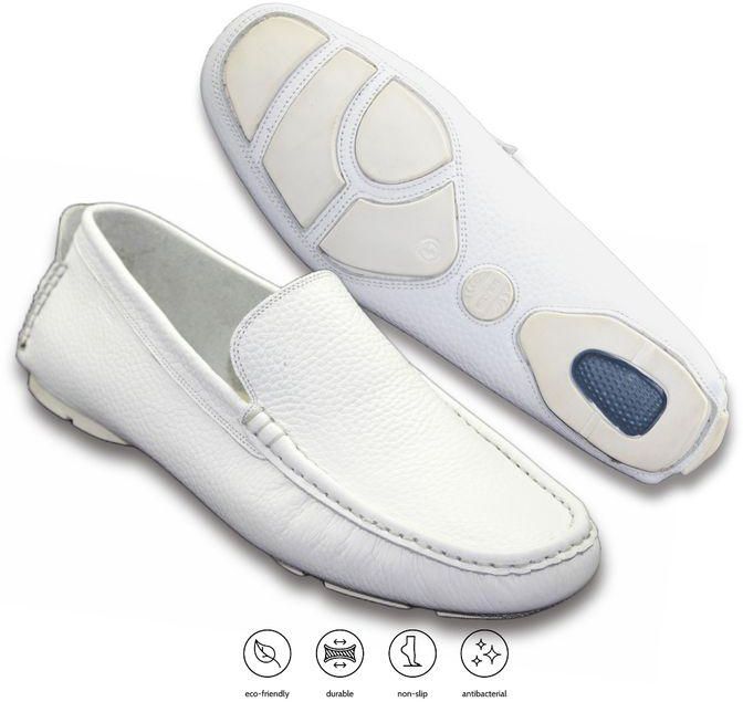 Silver Shoes Super Light White Men Summer Shoes 100% Genuine Leather
