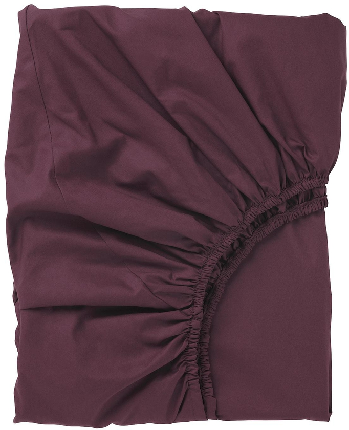 ULLVIDE Fitted sheet - deep red 160x200 cm