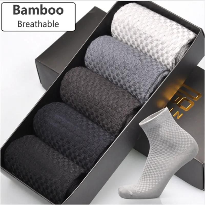 5pairs Men Bamboo Fiber Socks Business Anti-Bacterial Deodorant Breatheable Man Long Sock 5pairs