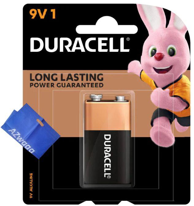 Duracell Batteries 9V Alkaline Long Lasting + Azwaaa Gift