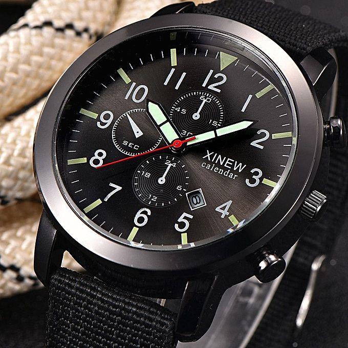 McyKcy Mens Military Quartz Army Watch Black Dial Date Luxury Sport Wrist Watch-Black