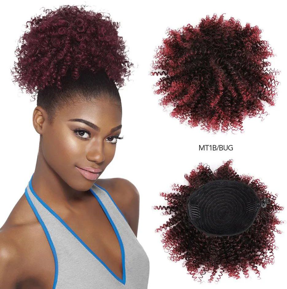 Synthetic Puff Afro Curly Chignon Hair Bun Drawstring Ponytail Wrap  Hairpiece Fake Hair Extensions t1b/bug 7inch price from kilimall in Kenya -  Yaoota!