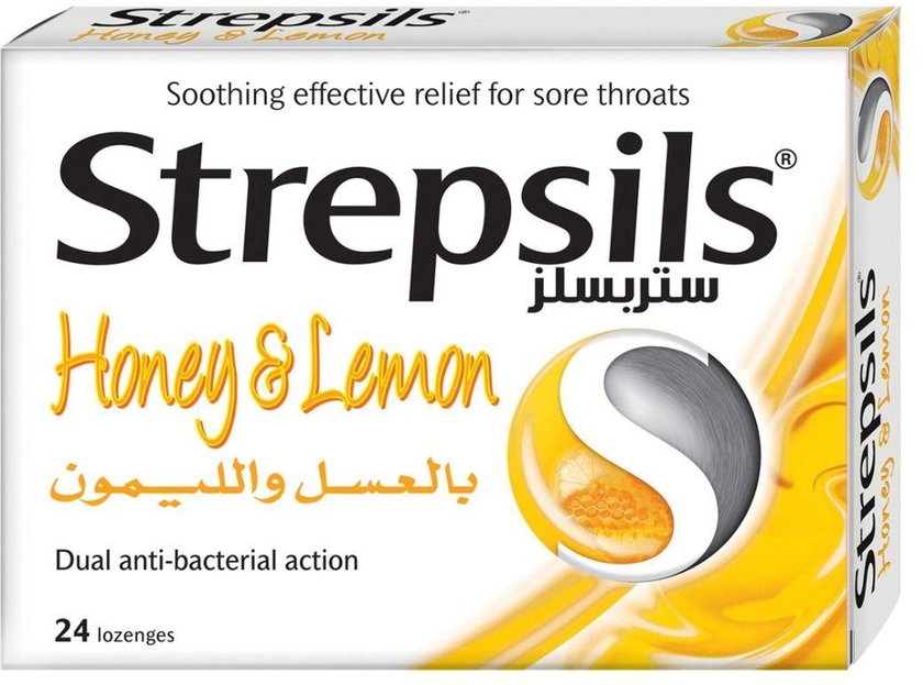Strepsils, Lemon & Honey For Soothing Relief for Sore Throat Symptoms - 24 Pcs