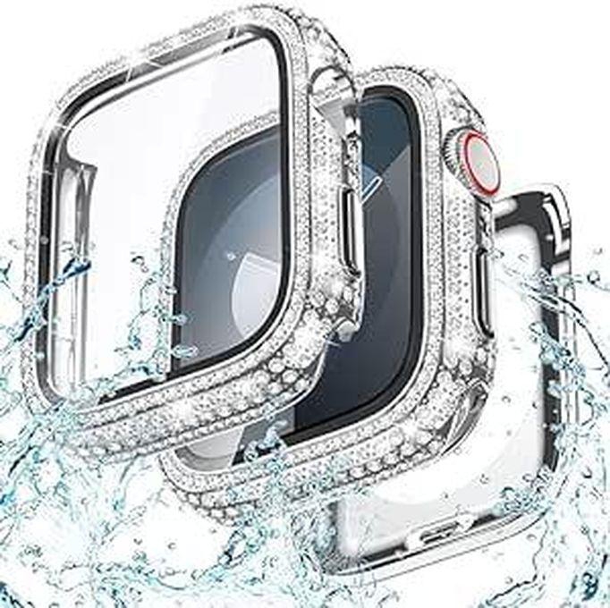 Next Store متوافق مع حافظة ساعة Apple مقاس 44 مم Bling Diamond PC غطاء حماية للنساء والفتيات مع كريستال وحجر الراين اللامع - من Next Store (فضي)