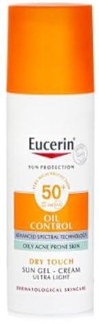 Eucerin Face Sunscreen Oil Control Gel-Cream Dry Touch, High UVA/UVB Protection, SPF 50+, Light Texture Sun Protection, Suitable Under Make-Up, for Blemish-Prone Skin, 50ml