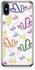 Transparent Edge Protective Case Cover For Apple iPhone XS Valentines Day Couples Love Heart Butterflies Pattern