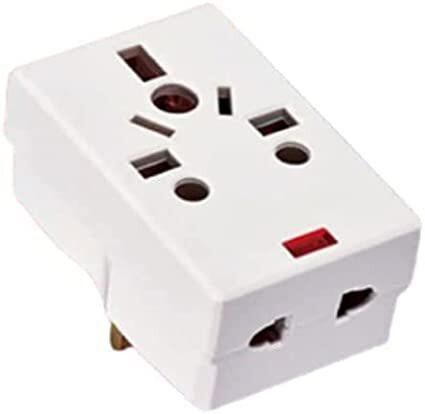 ABBASALI 03 Way Adapter with Square-Pin, Universal Socket with Light And 13A Fuse. Travel Adaptor for KSA/UAE/UK/HK, AC Power Plug for US/AU/JP/CN, 3 Pin plug adapter.
