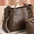 Women's Hand And Shoulder Bag + Small Inner And Crossbody Bag - Coffee