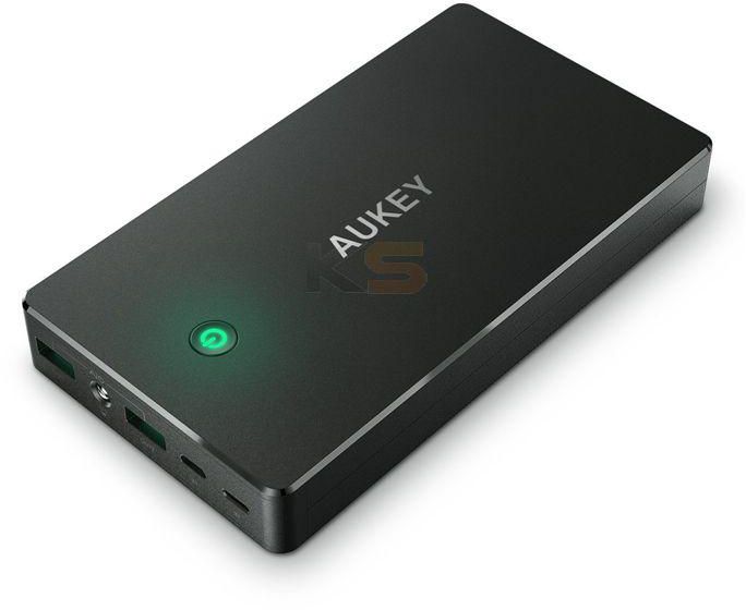 AUKEY PB-N36 20000mAh Double Input Micro Input Quick Charger AiPower DC 5V 2A LED Light One Button Operation and Display Black