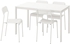 MELLTORP / ADDE Table and 4 chairs - white 125 cm