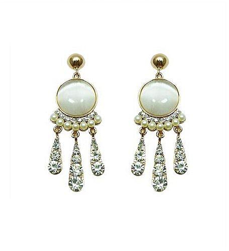 Dar Women's 18K Gold Plated Charm Drop Earring White Gemstones Cubic Zircon Stone