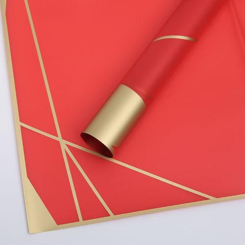 Generic Gold Striped Waterproof Flower Wrapping Paper - Red, 20sheets/bag