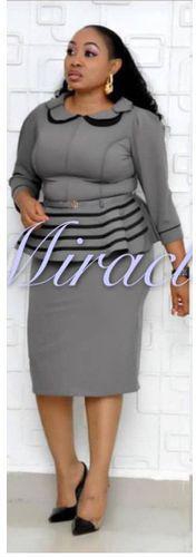 Classy Ladies Corporate Skirt And Blouse -Grey