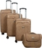 Leather Trolley Travel Bags by Track set of 4 bags F35/4P - Beige