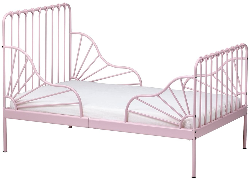 MINNEN سرير قابل للتمديد مع قاعدة شرائحية - زهري فاتح ‎80x200 سم‏