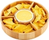 Chip And Dip Serving Bowl – Wooden Appetizer Platter Set With Dip Cup For Salsa,