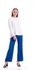Long Sleeve Asymmetric Pleated Back Blouse - Size: XL (Ecru)