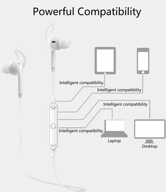 Awei A610BL Bluetooth 4.0 Earphone with Volume Control Handsfree Function White
