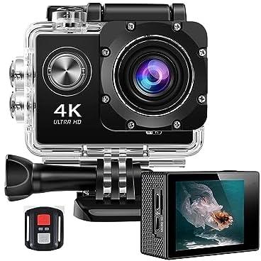 eTECH 4K Action Camera 16MP Vision Sports Camera Ultra HD WiFi Waterproof Camera, 170° HD Wide-Angle Lens Underwater Cam 2.0” HD Screen Video & Multiple Accessories Kits - (Black)