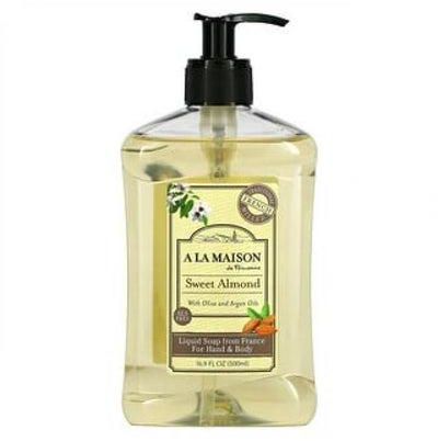 A La Maison de Provence Liquid Soap For Hand & Body Sweet Almond 16.9 fl oz 500 ml