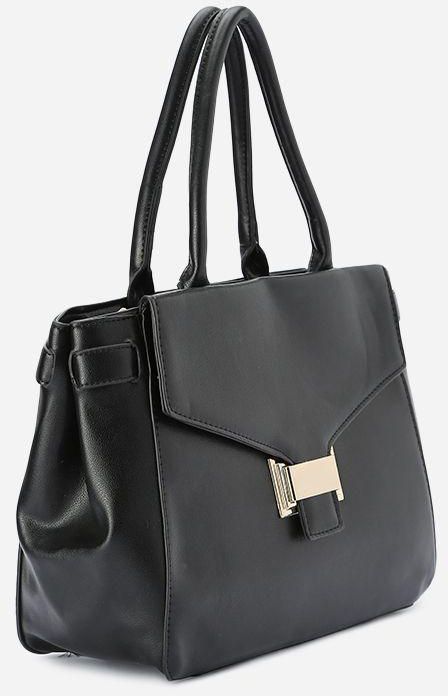 Varna Leather Tote Bag - Black