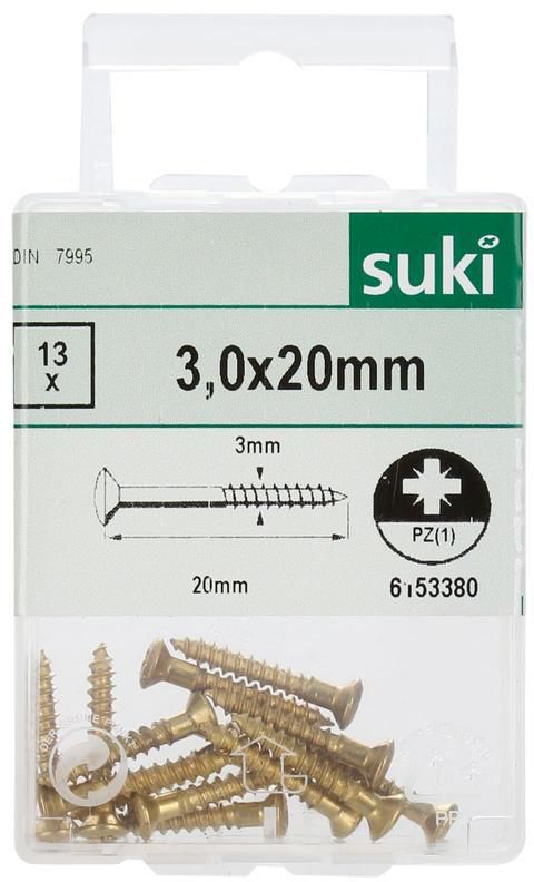Suki Wood Screws Pack (3 x 20 mm, DIN 7995, 13 Pc.)