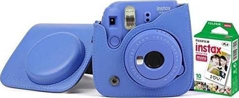 Fujifilm INSTAX Mini 9 Instant Film Camera Cobalt Blue + Leather Bag + 10 Mini Sheets | Mini9CBbl
