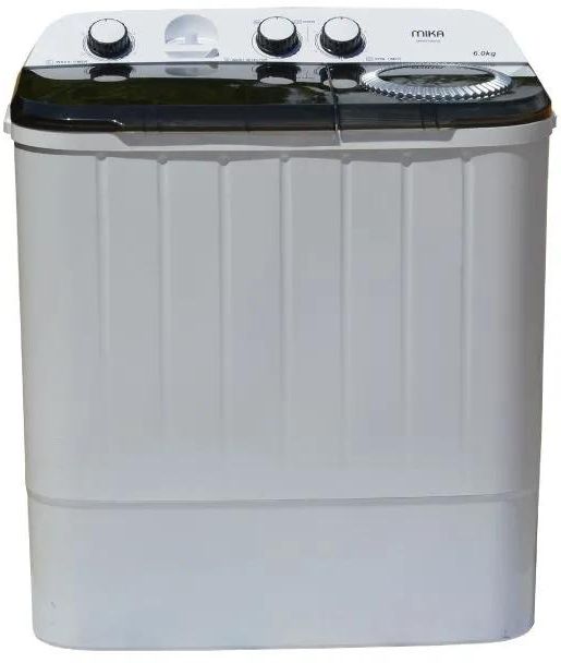 Mika Top Load Twin Washing Machine, 6Kg - White & Grey+2 YEARS WARRANTY