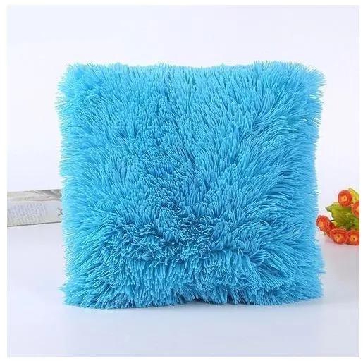 1PC Blue Fluffy Throw Pillow Cover - 18'' x 18''