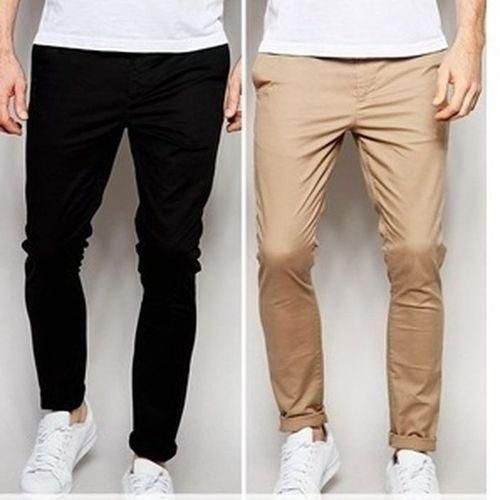 2-In-1 Men's Chino Trousers - Black/Brown