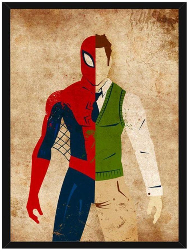 Spoil Your Wall Spiderman Super Hero Pop Art Wall Poster With Frame Brown/Red/Green 40x55cm