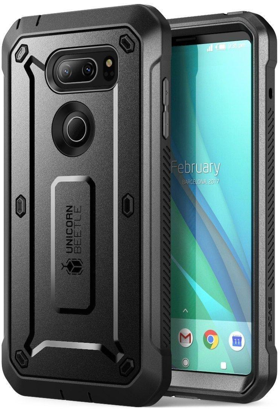 LG V30 Case, SUPCASE with Built-in Screen Protector and Unicorn Beetle Black