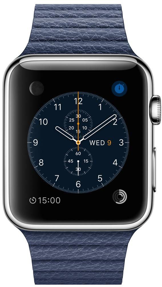 Apple MLFC2 42mm Stainless Steel Case with Midnight Blue Leather Loop