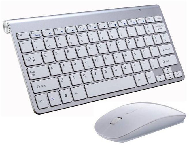 Generic Mini Flat Quiet Wireless Keyboard Mouse Combo Silv