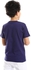 Ted Marchel Boys Round Collar Short Sleeves Printed T-Shirt - Navy Blue