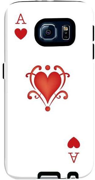 غطاء ممتاز صلب بطبقتين لامع اللون لهواتف سامسونج جالاكسي S6 من ستايلايزد - شعار قلب اوراق اللعب