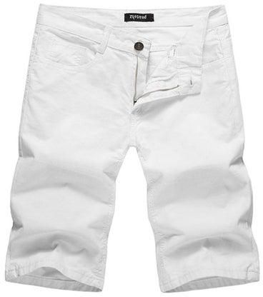 Casual Sport Front Button And Zipper Solid Shorts White